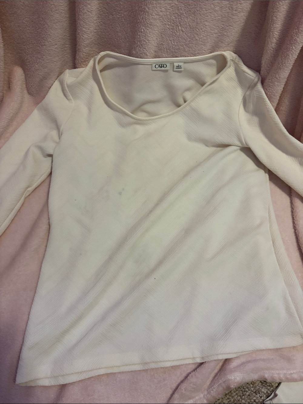 Cato Ivory Ribbed Scoop Neck Long Sleeve Top